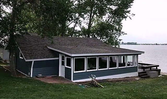 Lake cabin with new siding
